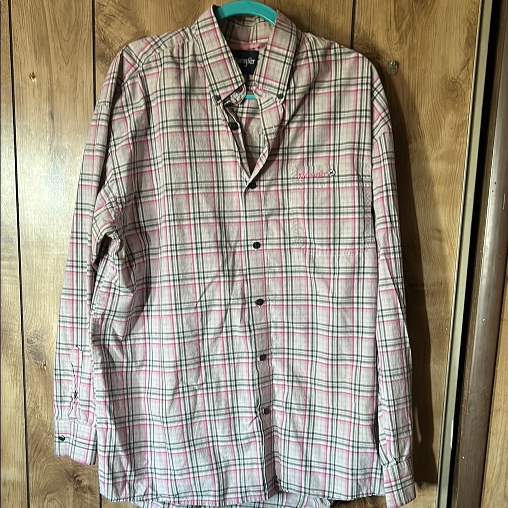 Wrangler Pink and Gray Checkered Shirt